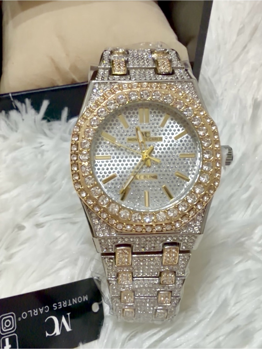 MC Montes Carlo Iced Two-Tone Crystal Watch 5077